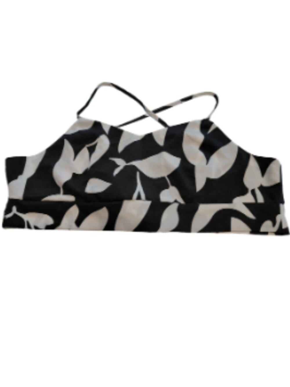 SHEIN Curve Tri Tie Halter Top Black & White 1X
